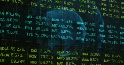 Dashboard receiving live feed, updating % tickers, settling columns around Video stock 330238075