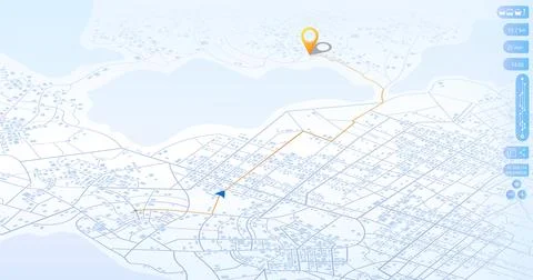 Dashboard with satellite, location and roadmap. Interface for navigation. Big Stock Illustration