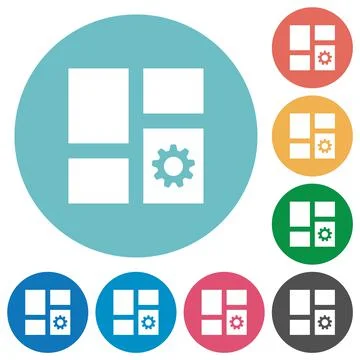 Dashboard settings flat round icons Stock Illustration