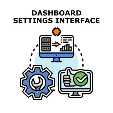 Dashboard settings interface creating data analysis and success Stock Illustration