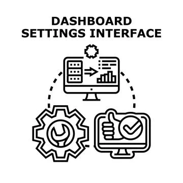 Dashboard settings interface creating data analysis and success Stock Illustration