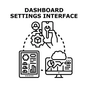 Dashboard settings interface customizing digital services and data 스톡 일러스트