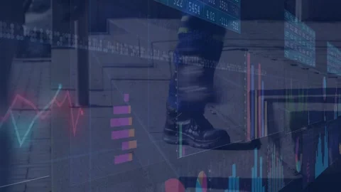 Dashboard shifting across crate wall, camera panning and data updating showing Stock Footage 332296080