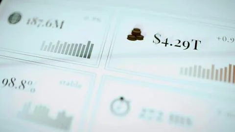 Dashboard showing 187.6M transactions and 4.29T Stock Illustration