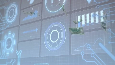 Dashboard showing falling banknotes after single top bill appearing, bills Stock Footage 329812369