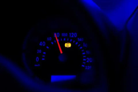 Dashboard of speed accelerating car Stock Photos