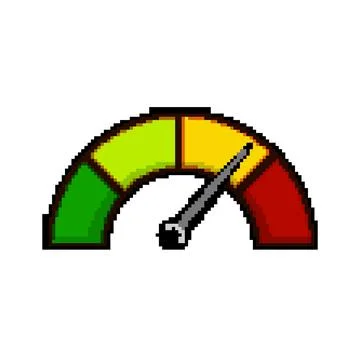Dashboard speedometer pixel art vector illustration Stock Illustration