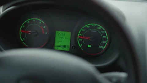 Dashboard Speedometer Tachometer Odometer Reading During Urban Drive Stock Footage 310517016
