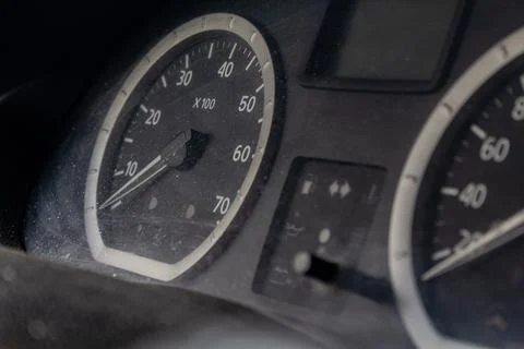 Dashboard with speedometer turned off Stock Photos