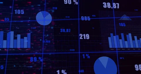 Dashboard starting, animating readouts decreasing, pie slice growing showing 库存影片 312468291