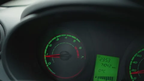 Dashboard Tachometer Speedometer Odometer Temperature Readout With Wiper Motion Stock Footage 310517081