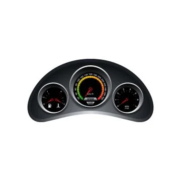 Dashboard template, speedometer, tachometer, fuel and heat panel design Illustrazione stock