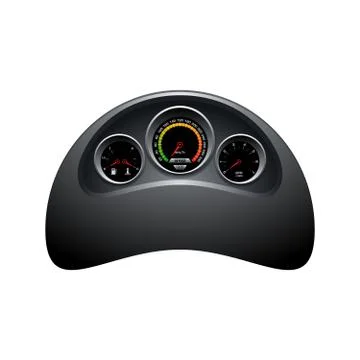 Dashboard template, speedometer, tachometer, fuel and heat panel design Stock Illustration