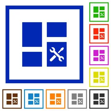 Dashboard tools flat framed icons Stock Illustration