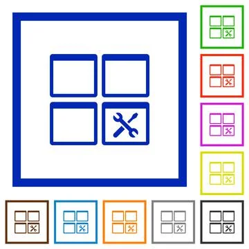 Dashboard tools flat framed icons 스톡 일러스트