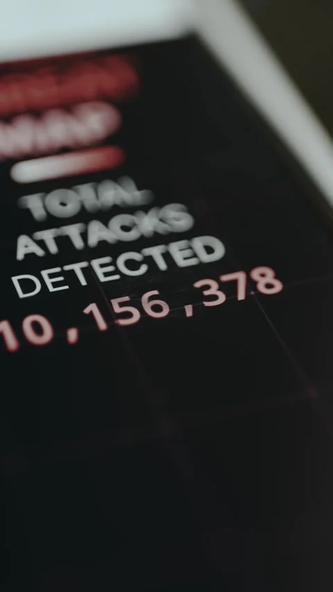Dashboard tracking cyber security threats, number of detected cyberattacks in Stock Footage 330240891