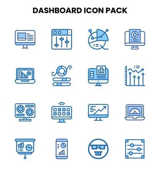 Dashboard Two Colour Collection Icons Pack Stock Illustration