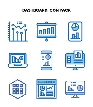 Dashboard Two Colour Graphics Icons Pack Illustrazione stock
