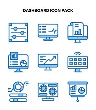 Dashboard Two Colour Icons Pack Stock Illustration