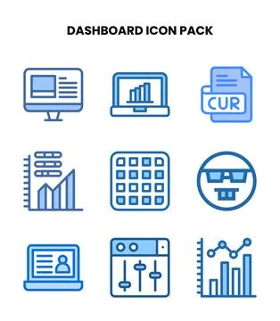 Dashboard Two Colour Icons Pack 스톡 일러스트
