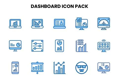 Dashboard Two Colour Set Icons Pack Stockillustratie