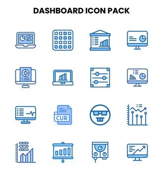 Dashboard Two Colour UI Icons Pack Stock Illustration