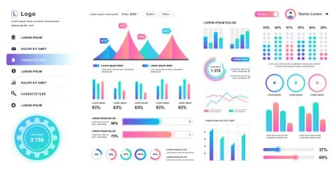 Dashboard UI. Admin panel vector design Illustrazione stock