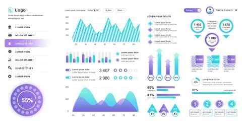 Dashboard UI. Admin panel vector design Illustrazione stock