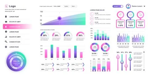 Dashboard UI. Admin panel vector design Illustrazione stock