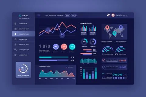 Dashboard UI. Admin panel vector design Stock Illustration