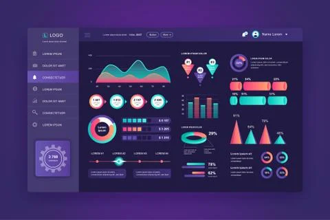 Dashboard UI. Admin panel vector design Stockillustratie