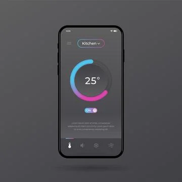 Dashboard UI and UX Kit. Control center design. Temperature control in the room. Stock Illustration