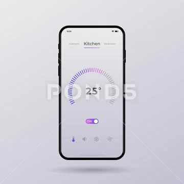 Dashboard UI and UX Kit. Control center design. Temperature control in ...