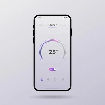 Dashboard UI and UX Kit. Control center design. Temperature control in the room. Stock Illustration