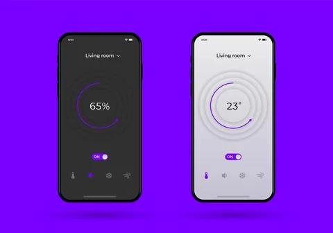 Dashboard UI and UX Kit. Control center design. Temperature control in the room. Illustrazione stock