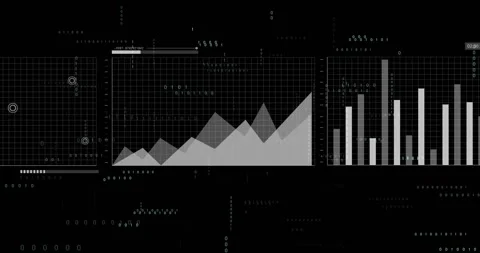 Dashboard unfolding on update for analytics, shifting panels and animating line, Stock Footage 331197876