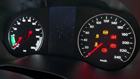 Dashboard warning lights indicating vehicle issues garage technical image dark Stock Footage 333963152