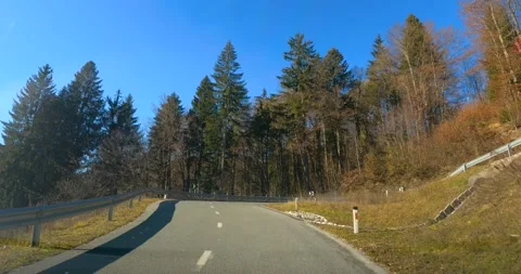 Dashcam camera driving POV point of view driving on countryside mountain road Stock Footage 143948969