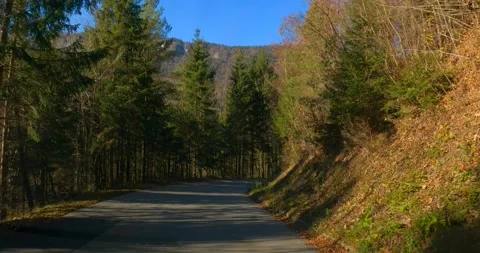 Dashcam camera driving POV point of view driving on mountain road in Slovenia Stock Footage 143949270