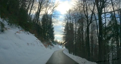 Dashcam dash camera POV driving on curved mountain road in Slovenia Stock Footage 145979181