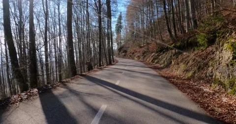 Dashcam dashboard camera POV point of view driving on mountain road Stock Footage 145634859