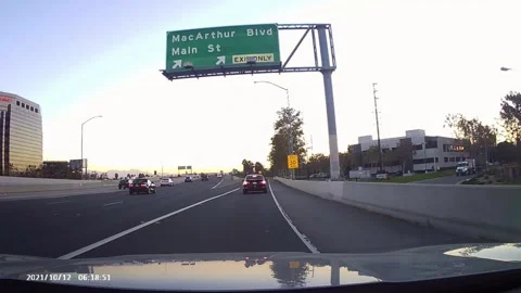 Dashcam Driving and exiting on Freeway 55. Irvine, California - 10 12 2021 Stock Footage 162863802