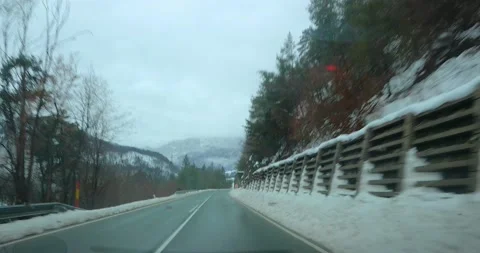 Dashcam POV point of view driving on wet countryside road in Slovenia Stock-Footage 147683598