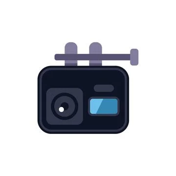 Dashcam with suction cups recording road trip Stock Illustration