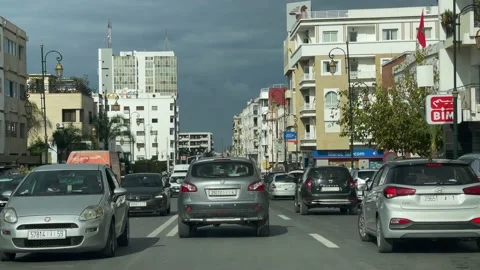 Dashcam view of a car driving on the road in Rabat, Morocco Vídeos de archivo 229881072