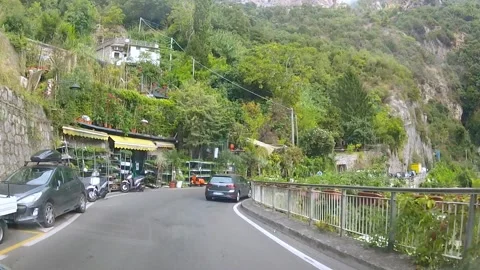 Dashcam View of Driving down Amalfi Coast, Positano, Italy, Europe Stock Footage 152719856