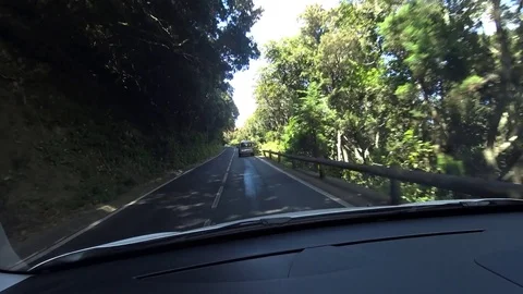 Dashcam view of following a car while driving on the road in Anaga Nature Video stock 80799767