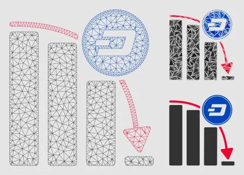 Dashcoin Epic Fail Chart Vector Mesh Wire Frame Model and Triangle Mosaic Icon Stock Illustration