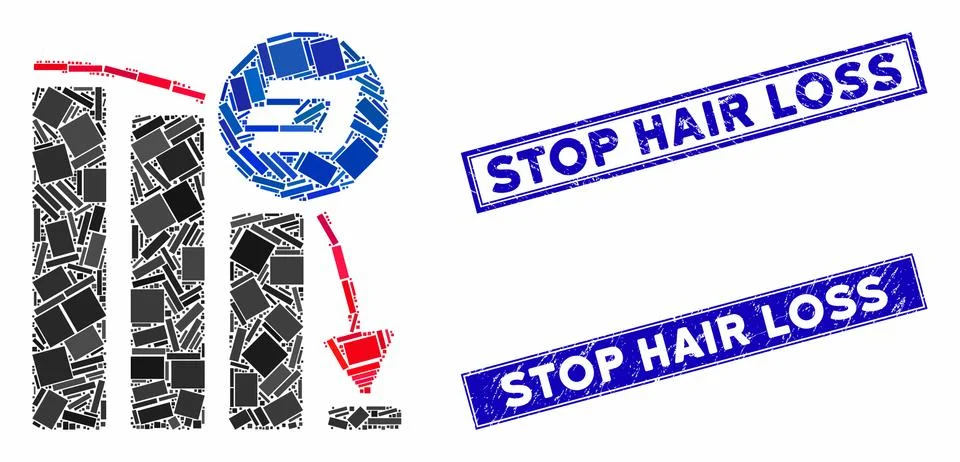 Dashcoin Epic Fall Chart Mosaic and Grunge Rectangle Stop Hair Loss Stamp Seals Illustrazione stock