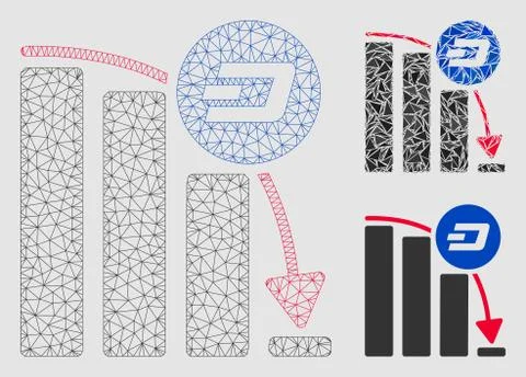 Dashcoin Epic Fall Chart Vector Mesh Wire Frame Model and Triangle Mosaic Icon Stock Illustration